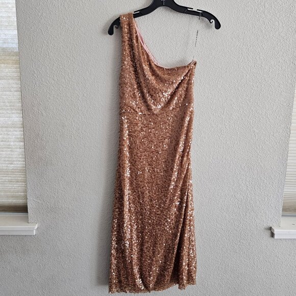 NWT | Sachin + Babi Sequin One Shoulder Carmen Dress in Honey Midi Size 6 - Picture 4 of 9